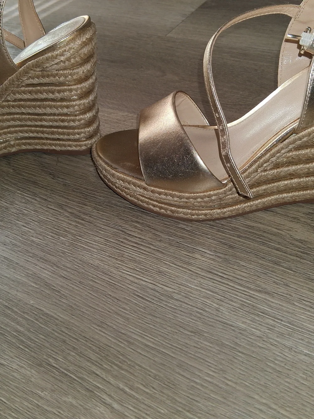 Vince Camuto Metallic Gold Open-Toe Slingback Sandals